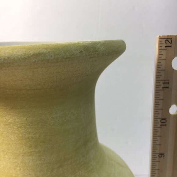 West German Yellow Textured Ceramic 12" Vase Geometric Patterns Vintage - Picture 7 of 7